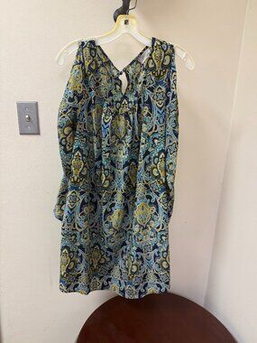Perch by Blu Pepper Paisley Cold Shoulder Dress/Tunic - 1X